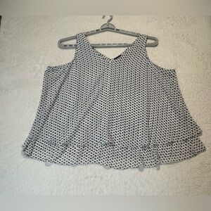 Lane Bryant Double Layer Tank Top Size 24 White Black & Gray